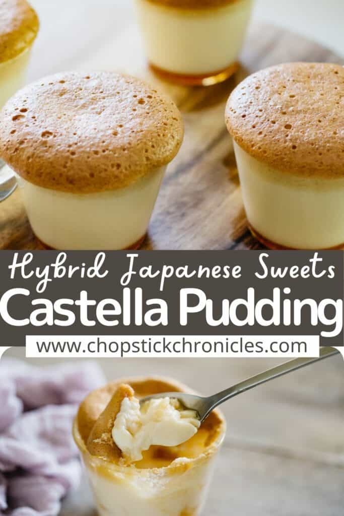 castella pudding pinterest pin with text overlay
