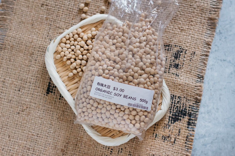 organic soybeans in a packet 
