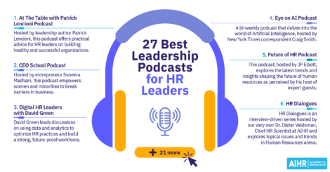 Infographic depicting the Best Leadership-Podcasts for HR Leaders