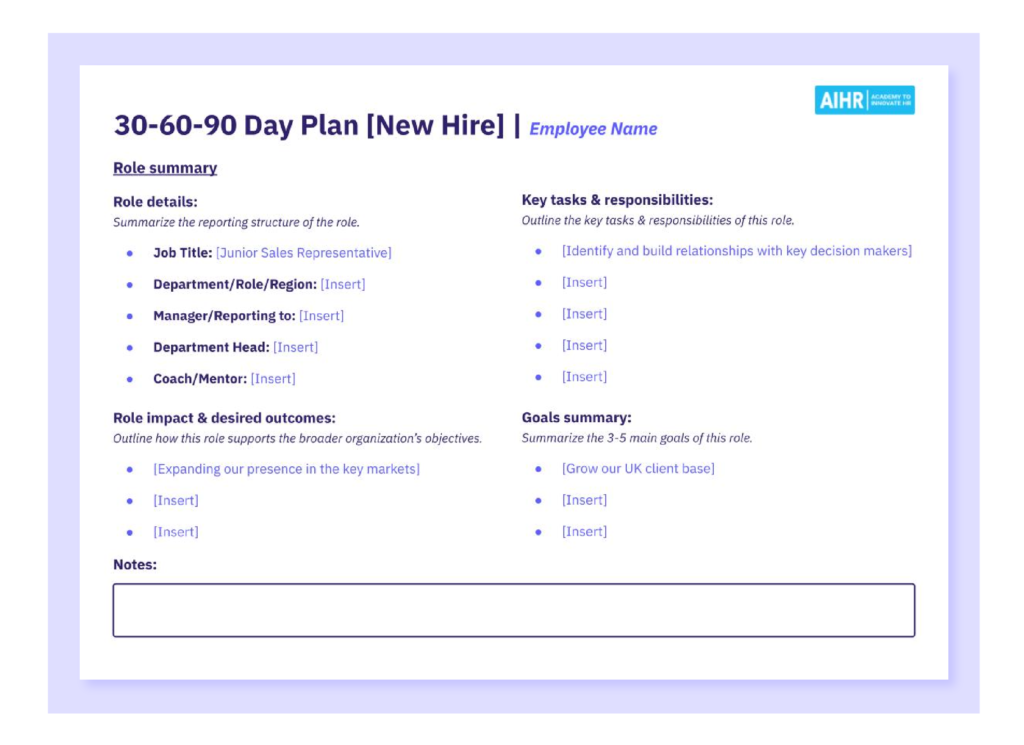 30-60-90 Day Plan for New Hires