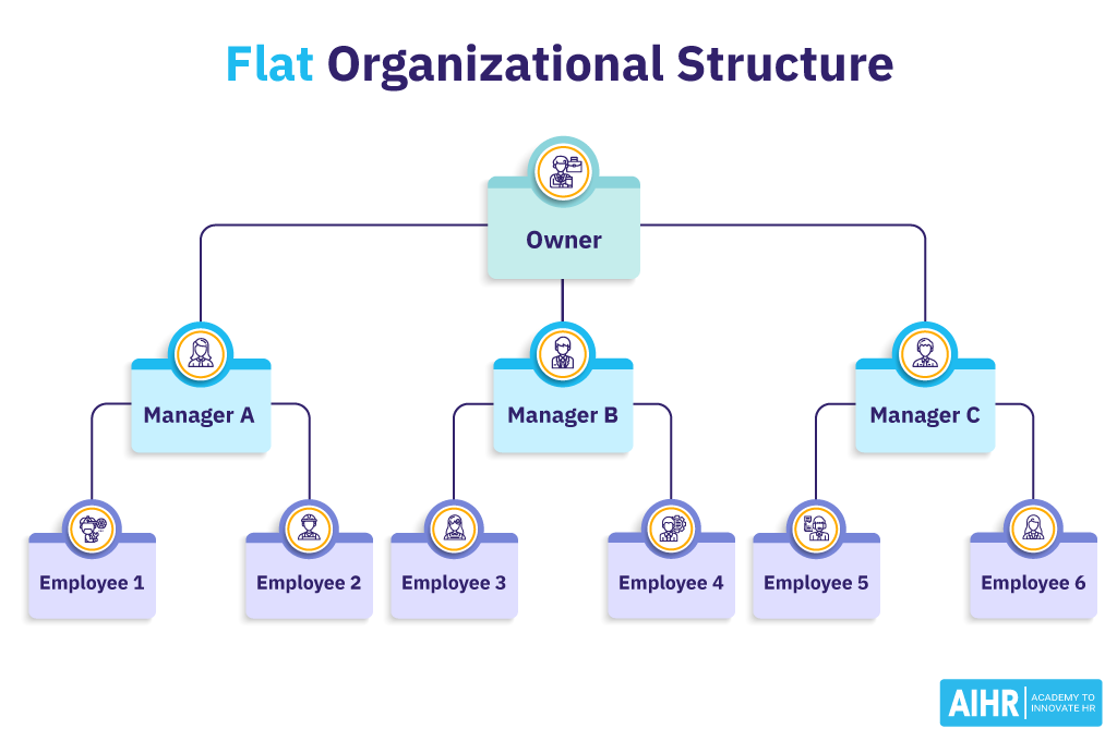 Flat structure organization chart.