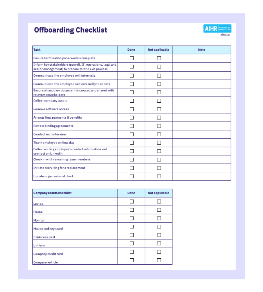 Offboarding Checklist Template