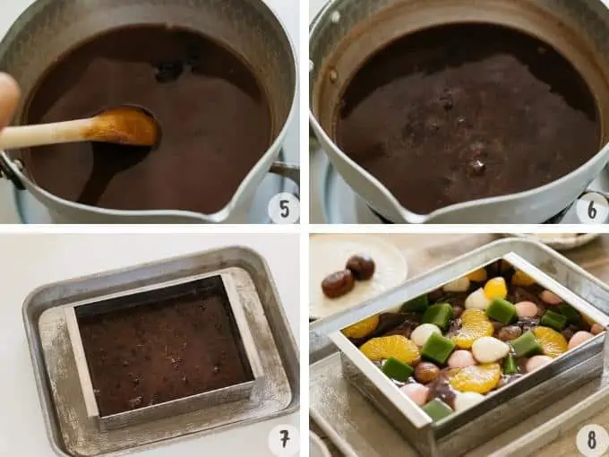 Making anmitsu yokan process step by step in 4 photos 