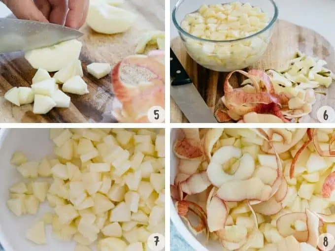 4 images of apple jam making process