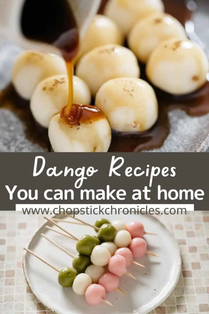 Two dango images collaged for pinterest pin with text overlay