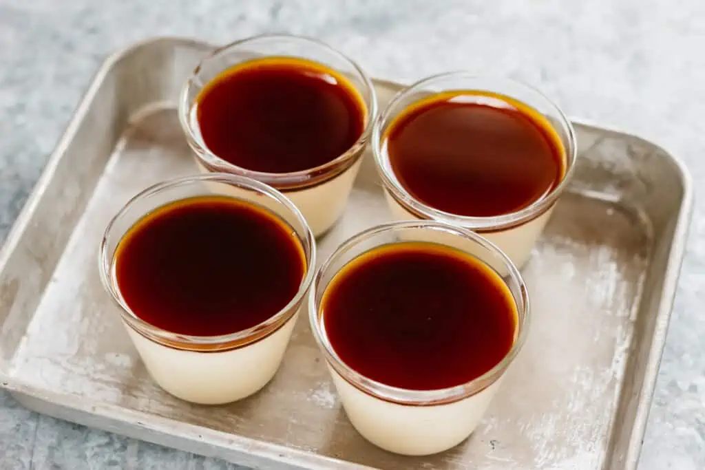 4 low carb creme caramel in molds 