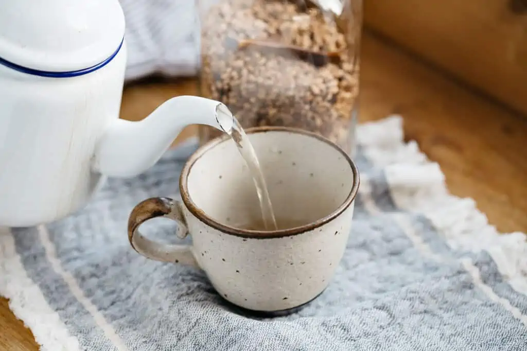 brewed mugicha barley tea poured into a cup