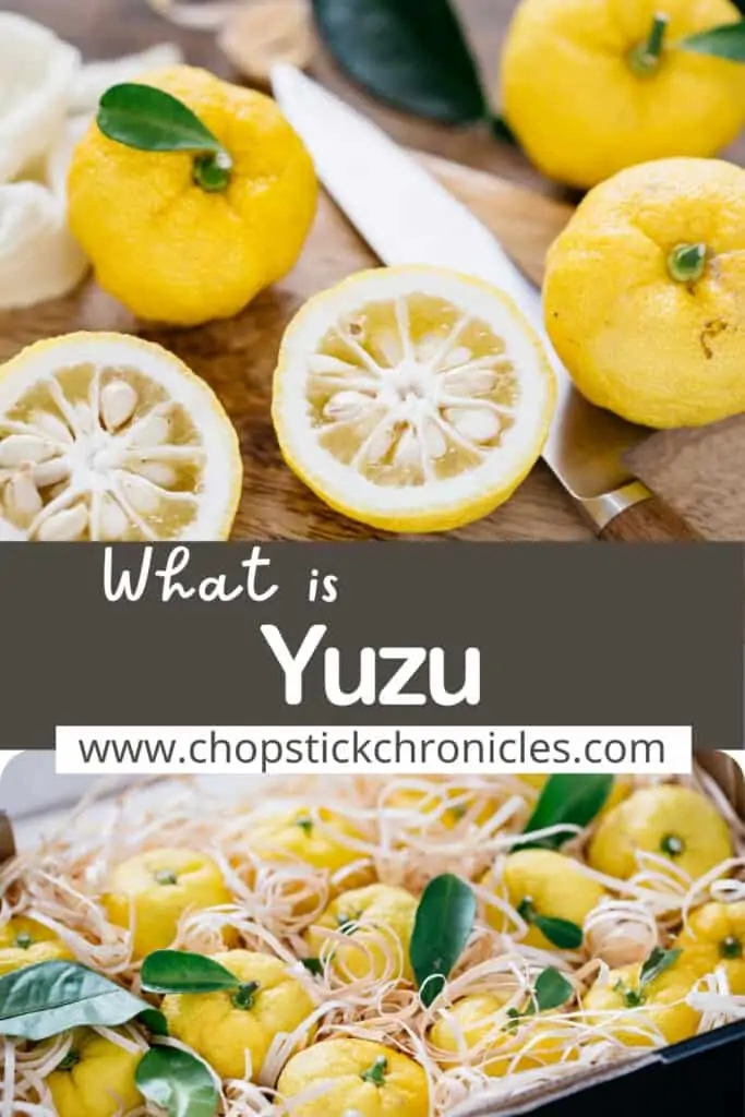 yuzu fruits image collage for pinterest pin with text overlay
